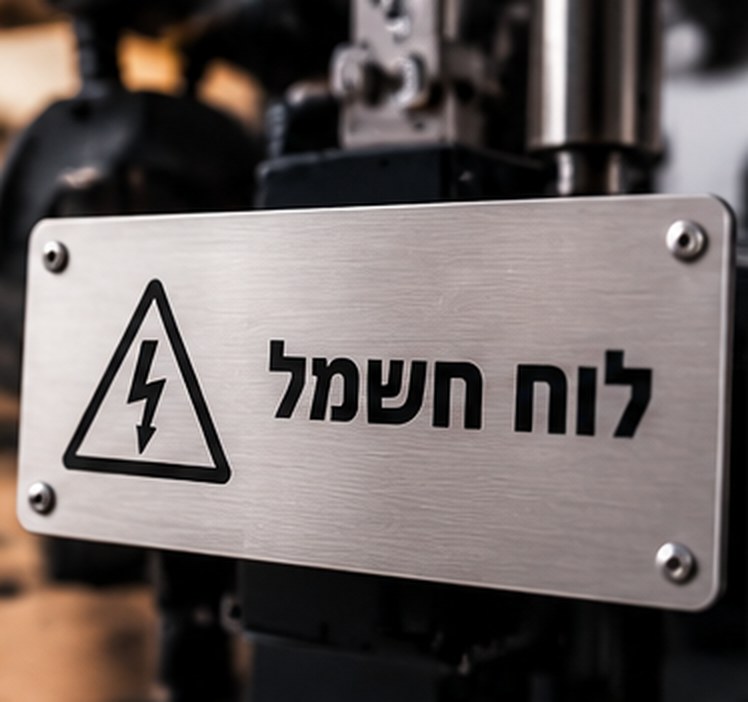 שלט לוח חשמל עם סמל סכנה